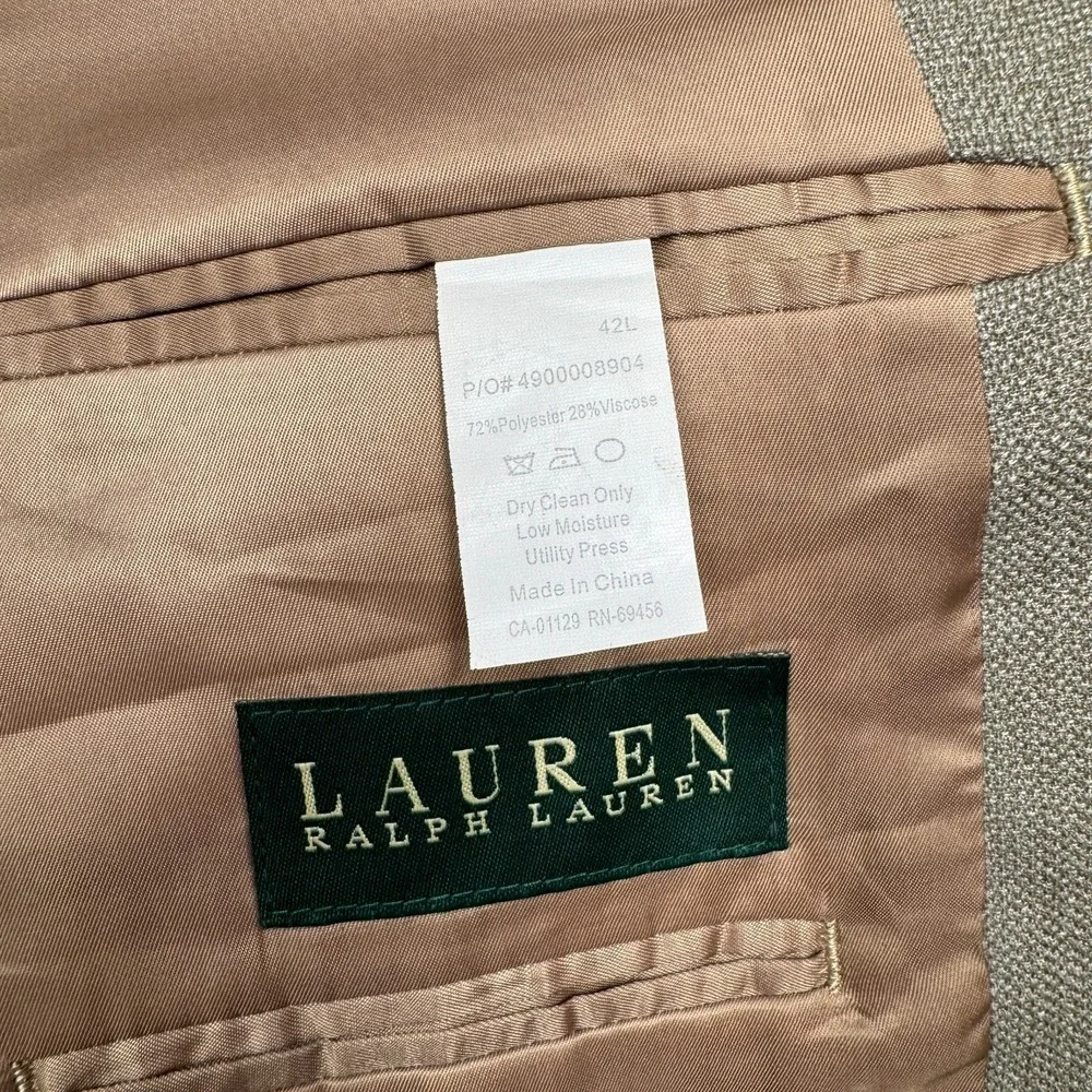 Vintage Polo Ralph Lauren Blazer Tan Sport‎ Dinner Jacket Men's Size 42L